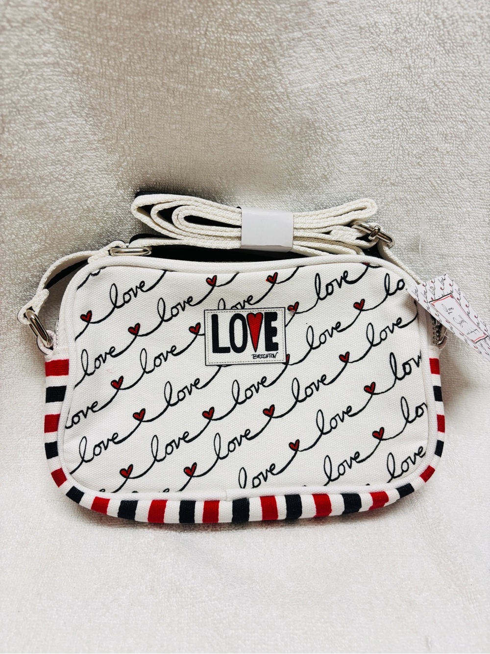 Brighton LOVE White Crossbody Bag with Heart Script